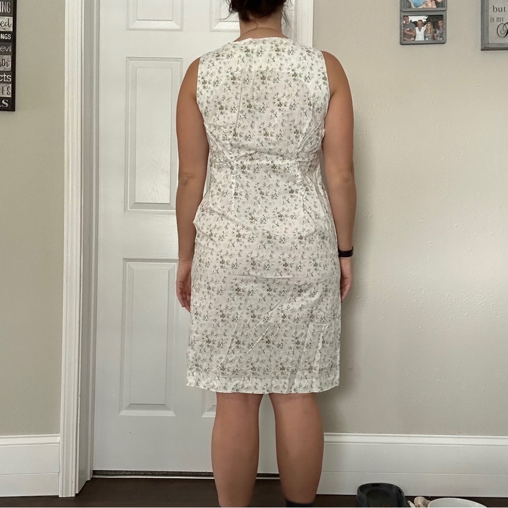 Vintage Laura Ashley White Floral Midi Dress Lightweight Summer Casual Size 12 - Picture 6 of 11